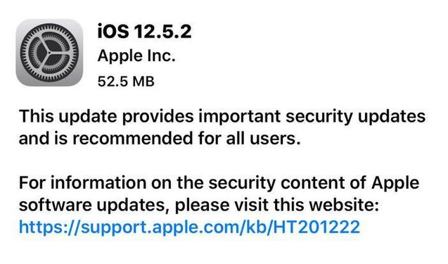 永登苹果手机维修分享iOS12.5.2发布，建议所有老苹果用户安装 